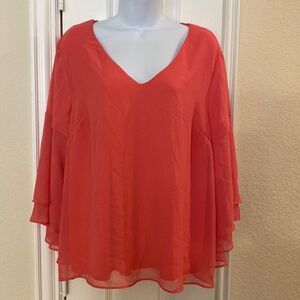 Lane Bryant Pink Butterfly Sleeve Blouse